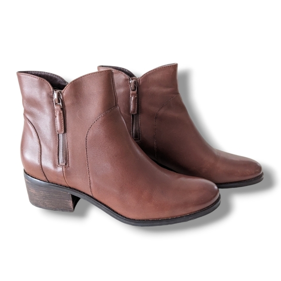Cole Haan Lyla Leather Ankle Boots 8.5 Brown Waterproof - Picture 1 of 16